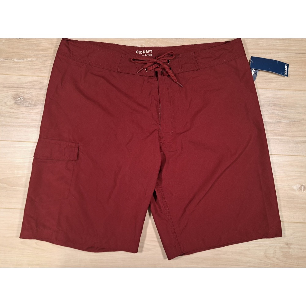 Old Navy Mens XL Board Shorts Burgundy Table‎ Wine Cargo Pocket Swim Trunks NEW